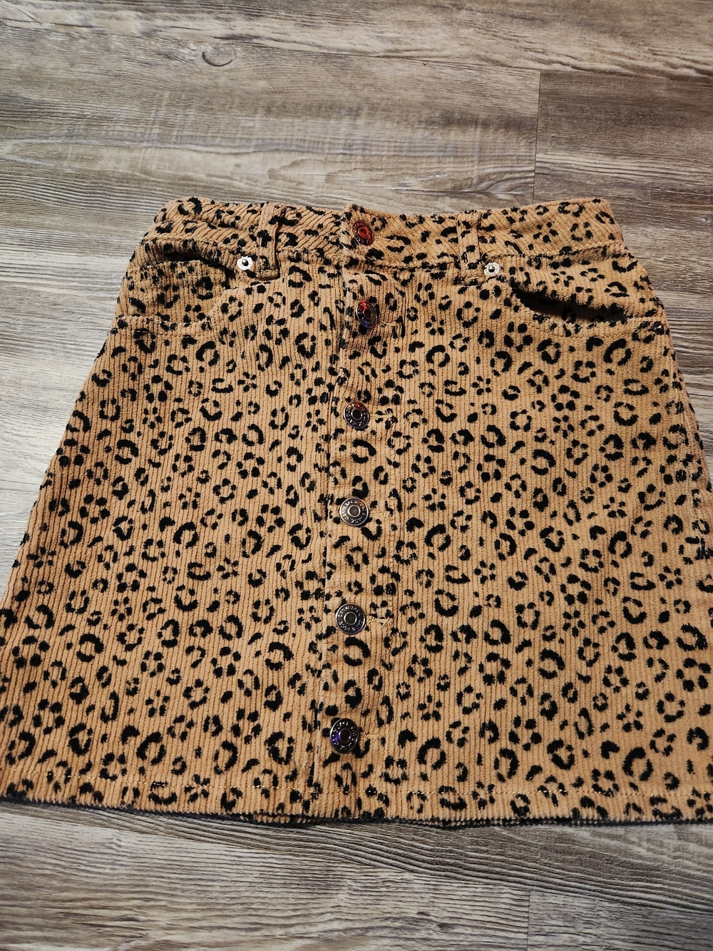 Cat & Jack Leopard Print Corduroy Button-Front Skirt - Camel/Black